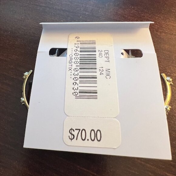 KENDRA SCOTT EARRINGS JOELLE HOOP Yellow GOLD tone and WHITE CRYSTAL - Picture 5 of 6